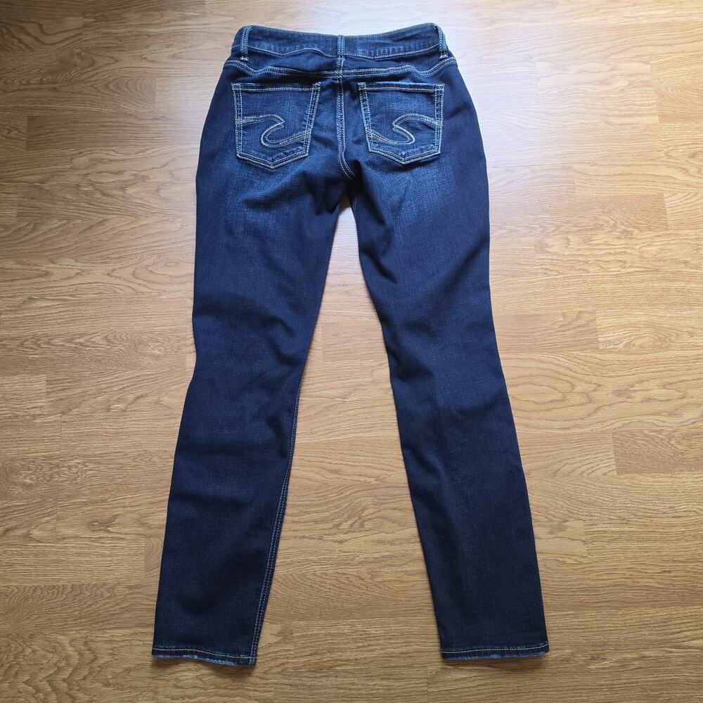 Silver Jeans Womens Size 28x29 Boyfriend Dark Wash Embroidered Mid-Rise Blue